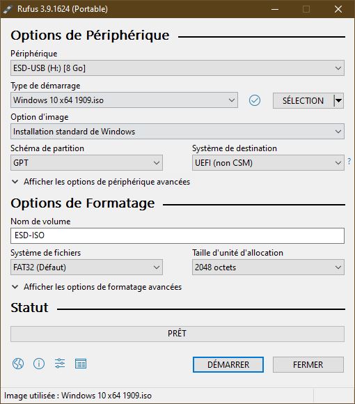 Créer une clé USB bootable pour installer Windows 10